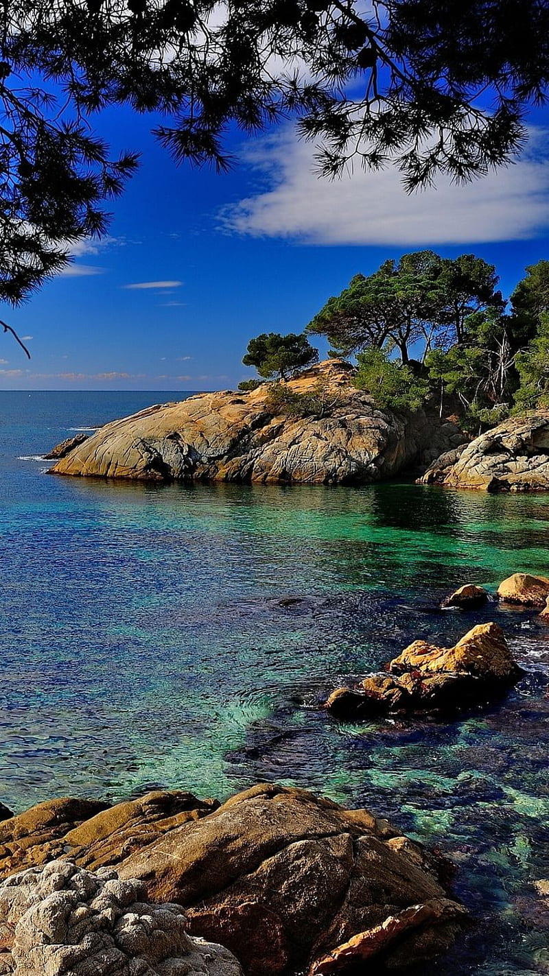 sea coast, aqua, blue, calm, cool, ocean, view, water, HD phone wallpaper