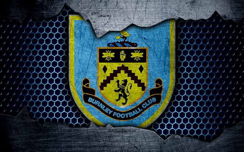 Burnley Football Club football, Premier League, emblem, Burnley logo, football club, Burnley, UK, metal texture, grunge, HD wallpaper