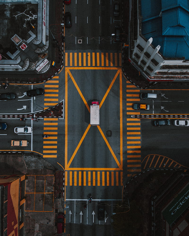 aerial graphy of intersection, HD phone wallpaper