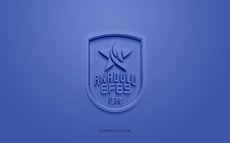 Anadolu Efes SK, creative 3D logo, blue background, 3d emblem, Turkish basketball team, Turkish League, Istanbul, Turkey, 3d art, basketball, Anadolu Efes SK 3d logo, Efes Pilsen, HD wallpaper