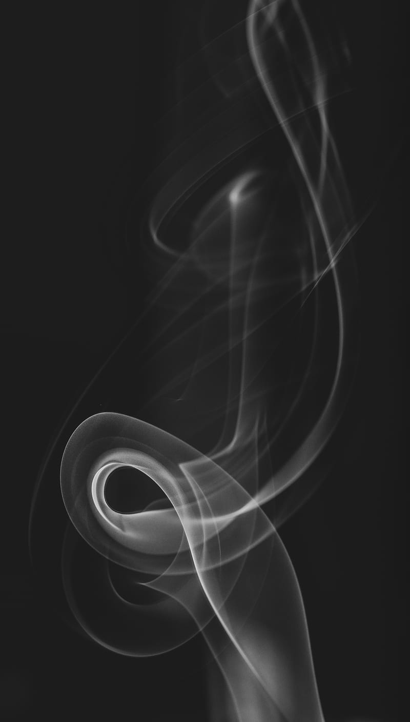 smoke, curves, black and white, black, HD phone wallpaper