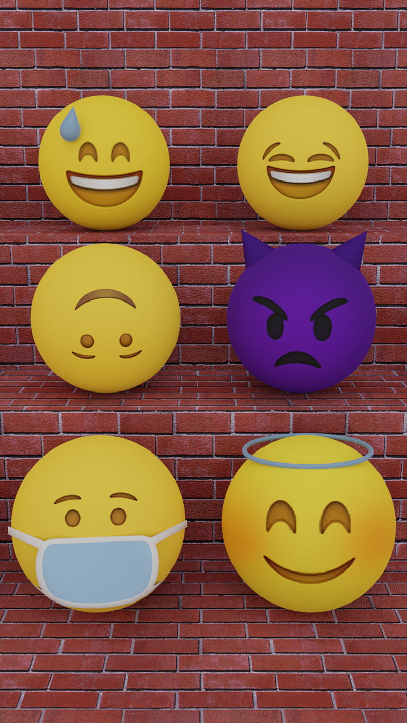 Emoji 8, emojis, 3d, art, abstract, love, meme, hate, angry, faces, smile, HD phone wallpaper