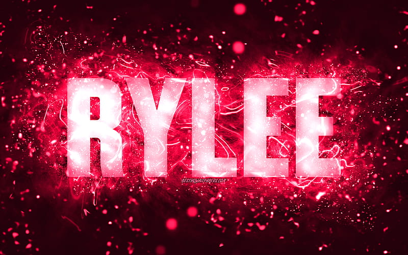 Happy Birtay Rylee, pink neon lights, Rylee name, creative, Rylee Happy Birtay, Rylee Birtay, popular american female names, with Rylee name, Rylee, HD wallpaper