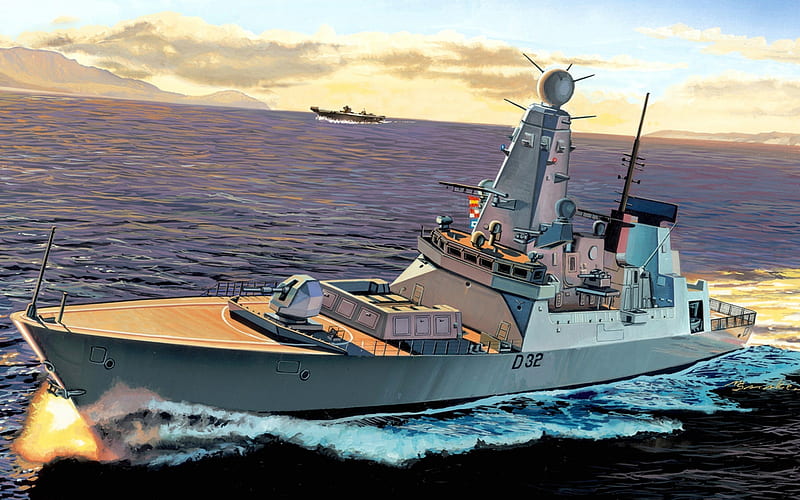 HMS Daring, D32, Daring-class, air-defence destroyer, British warship, Royal Navi, UK, HD wallpaper