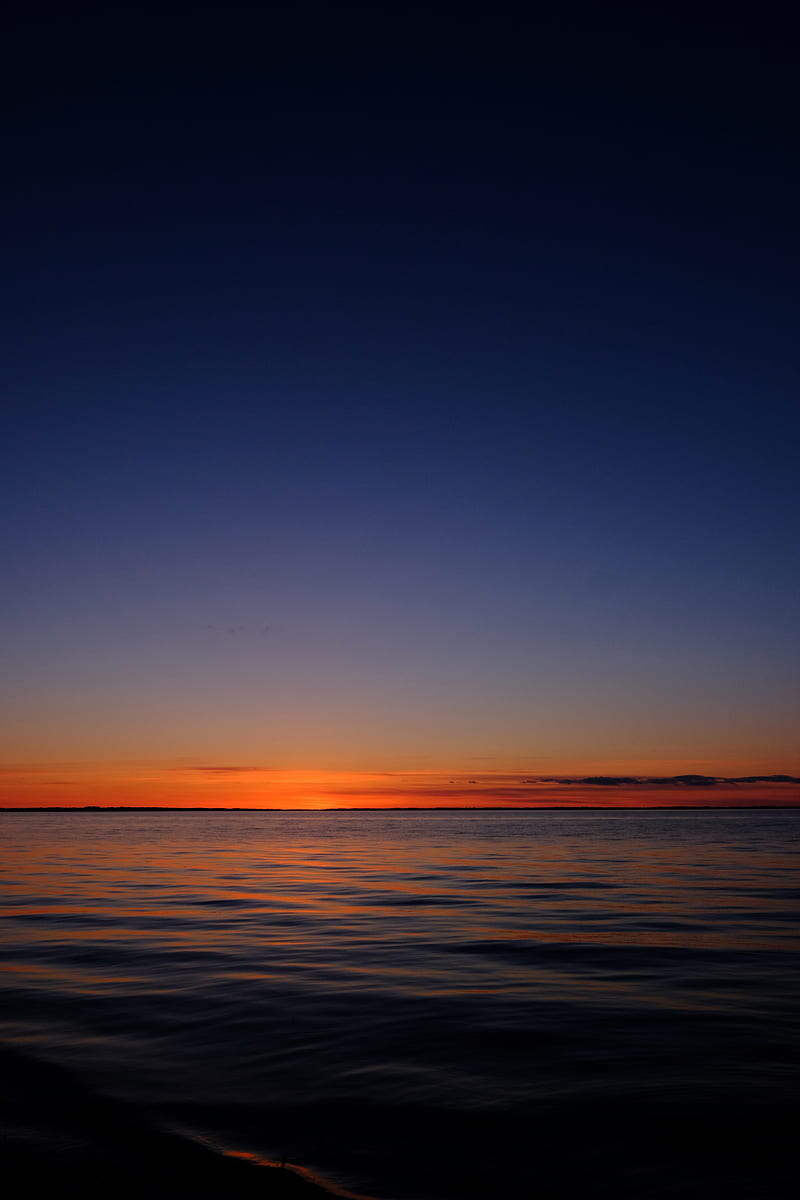 sunset, horizon, sea, night, sky, HD phone wallpaper