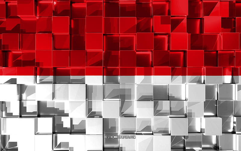 Flag of Indonesia, 3d flag, 3d cubes texture, Flags of Asian countries, 3d art, Indonesia, Asia, 3d texture, Indonesia flag, HD wallpaper