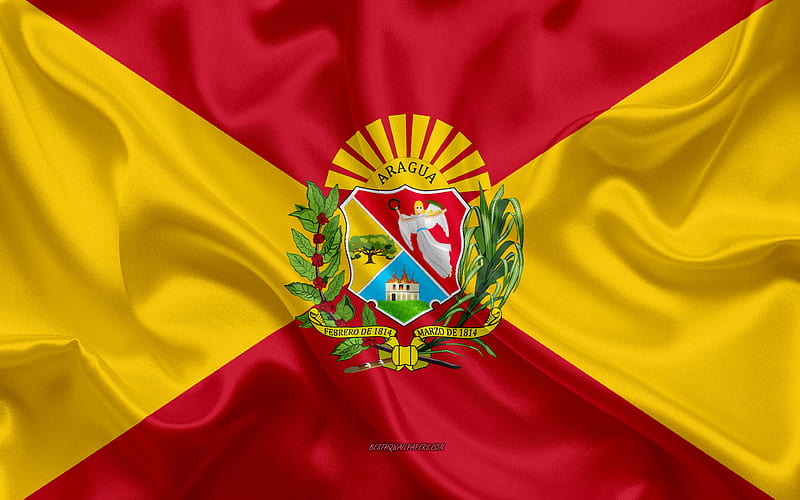 Flag of Aragua State silk flag, Venezuelan State, Aragua State, silk texture, Venezuela, Aragua State flag, states of Venezuela, HD wallpaper
