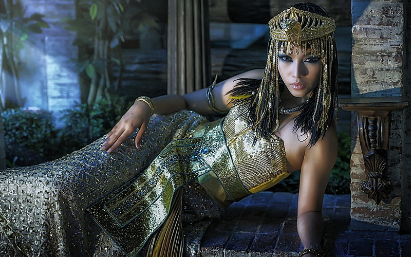Cleopatra, girl, model, asian, jewel, woman, HD wallpaper