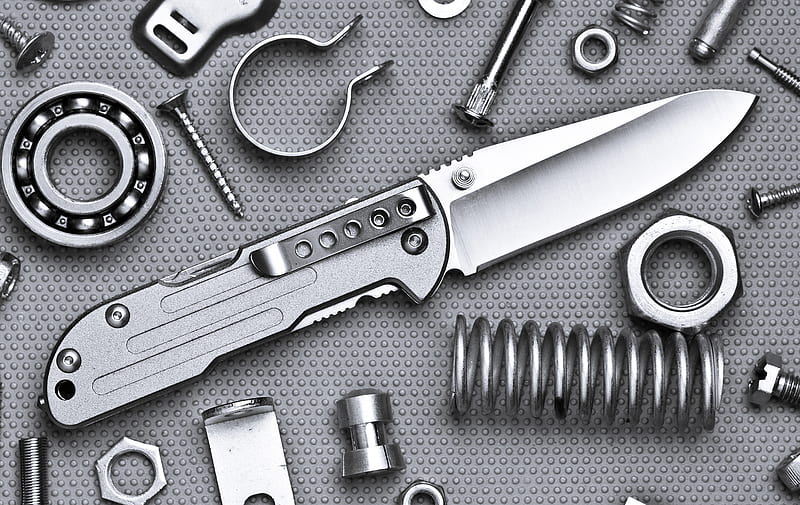 Tools, screw, resort, bearings, knife, graphy, metals, nut, sharp, HD wallpaper