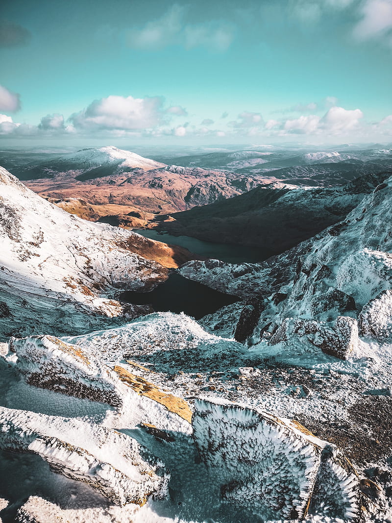 mountains, snow, sky, relief, landscape, HD phone wallpaper
