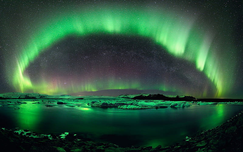 Amazing Aurora Arc, aurora borealis, northern lights, nature, sky