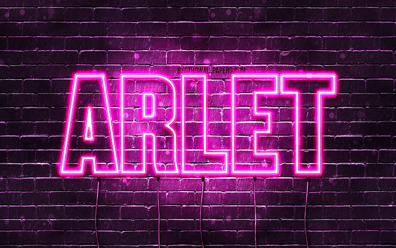 Arlet with names, female names, Arlet name, purple neon lights, Happy Birtay Arlet, popular spanish female names, with Arlet name, HD wallpaper