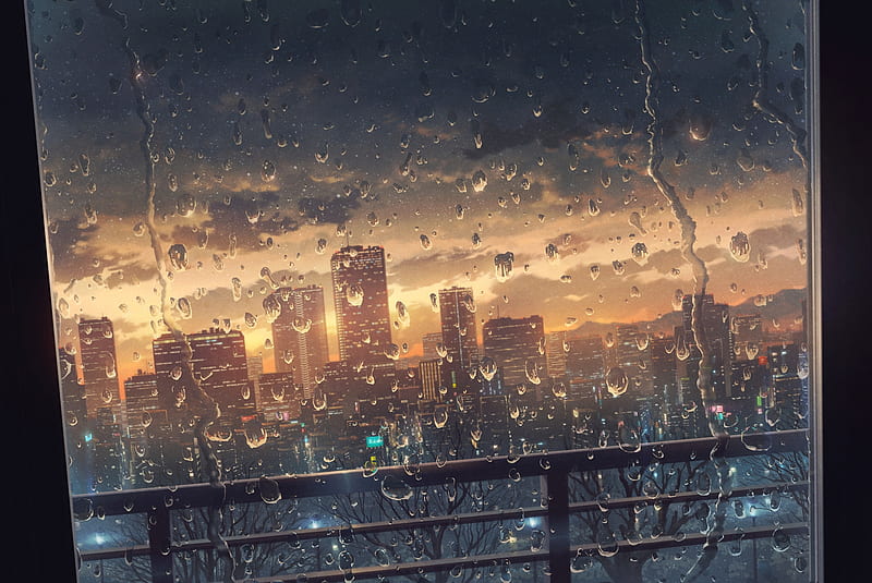 Rainy Day, art, japan, fantasy, anime, cityscape, rain, orginal, scenery, HD  wallpaper | Peakpx