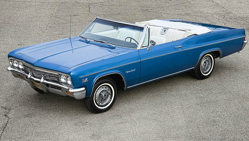 1966-Chevrolet-Impala-SS427-Convertible, Classic, Impala, GM, Blue, HD wallpaper