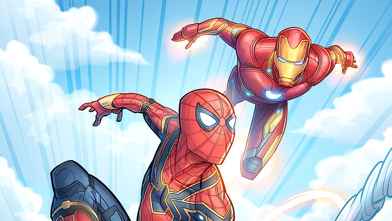 Iron Man Spidey, iron-man, spiderman, superheroes, artwork, digital-art, behance, HD wallpaper