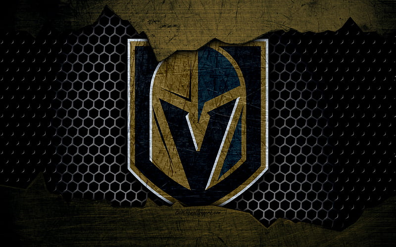 Vegas Golden Knights logo, NHL, hockey, Western Conference, USA, grunge, metal texture, Pacific Division, HD wallpaper