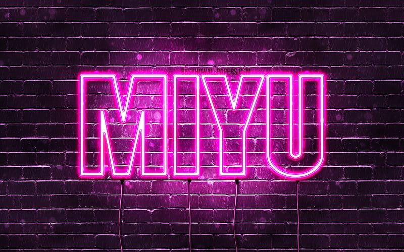 Miyu with names, female names, Miyu name, purple neon lights, Happy Birtay Miyu, popular japanese female names, with Miyu name, HD wallpaper