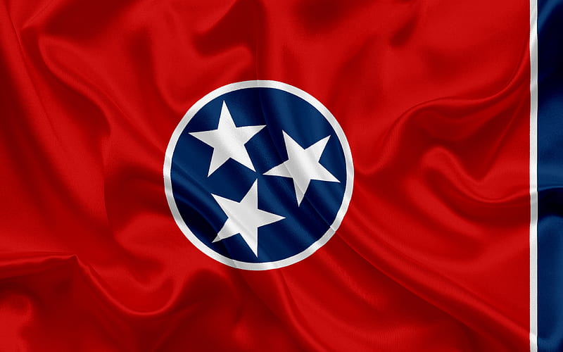 Tennessee State Flag, flags of States, flag State of Tennessee, USA, state Tennessee, red silk flag, HD wallpaper