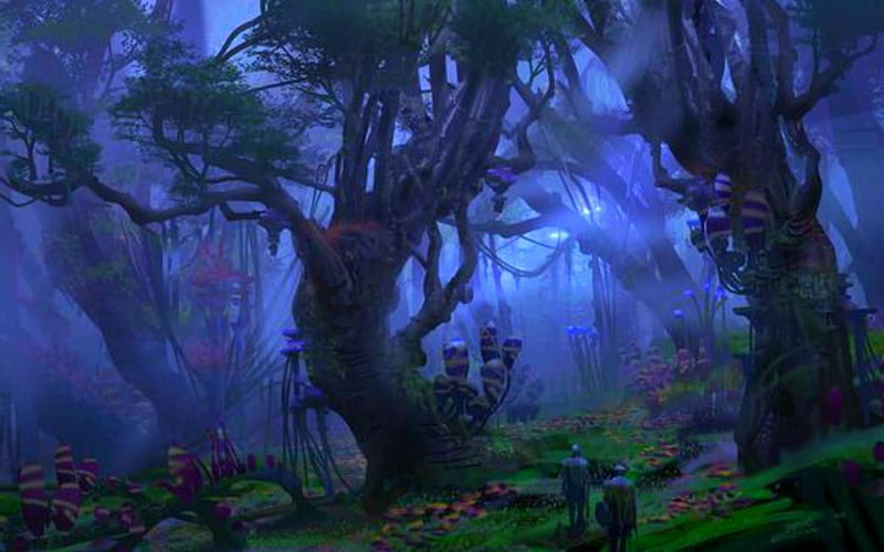 Bosque encantado, arte, bosque, fantasía, árboles, Fondo de pantalla HD |  Peakpx