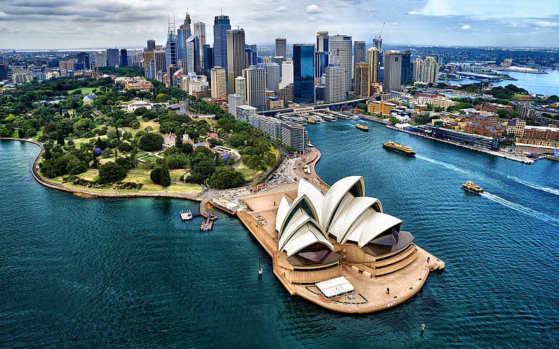 Cities, Sydney, City, Australia, Sydney Opera House, , Sydney Harbour, Ferry, Royal Botanic Gardens, HD wallpaper