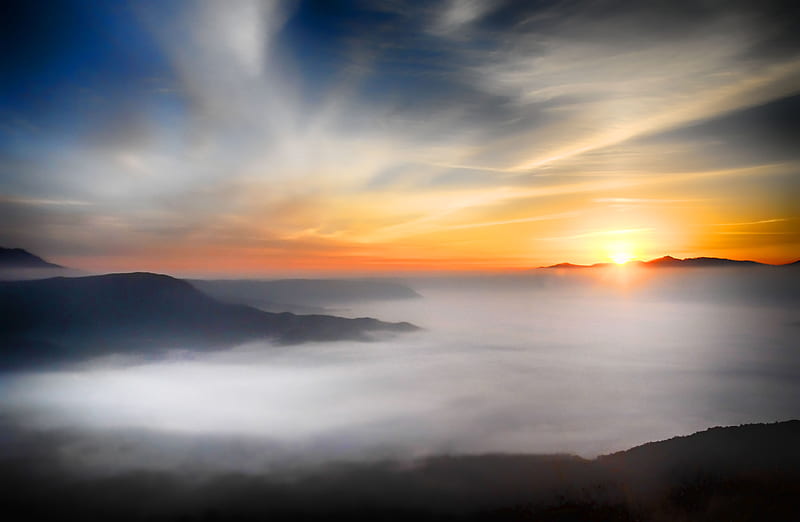 Sea Of Clouds, sea-of-clouds, clouds, nature, mountains, HD wallpaper