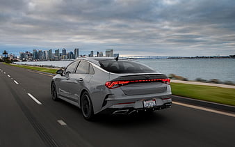 Kia K5 GT-Line AWD, 2020, rear view, exterior, new gray K5, sports sedan, new gray Optima 2021, Korean cars, Kia, HD wallpaper