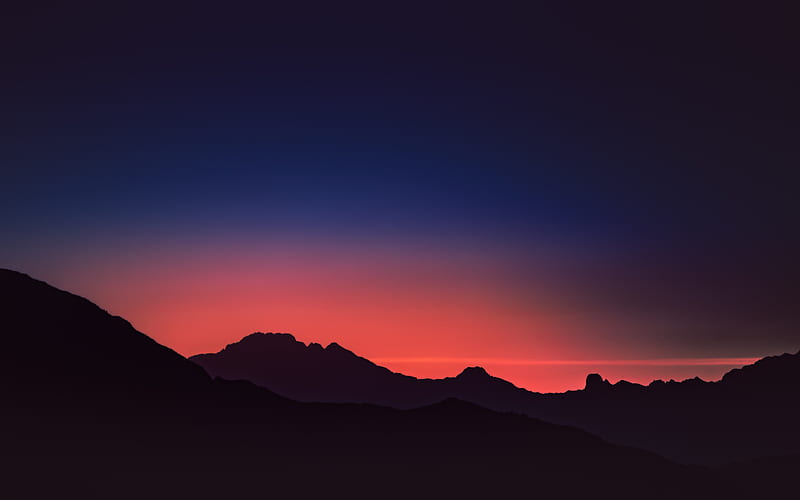 Blue To Red Silhouette , sunset, evening, silhouette, nature, HD wallpaper
