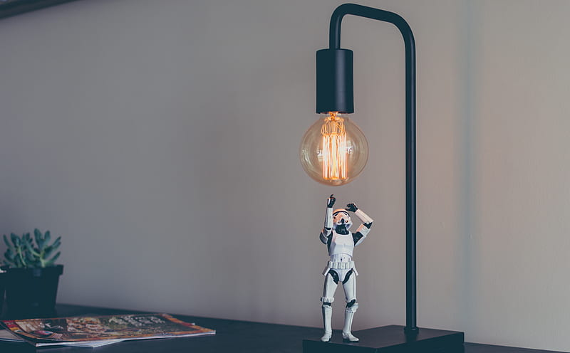 Funny Stormtrooper Ultra, Funny, Bulb, background, Elite, Army, Troops, Force, Miniature, Lamp, stormtrooper, Soldier, figurine, starwars, aesthetic, bulblit, groundforce, Buckethead, HD wallpaper