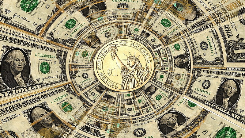 US Currency, USA, gold, money, notes, Currency, America, US, coin, HD wallpaper