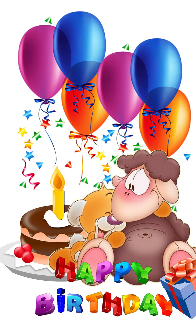 Feliz cumpleaños, globo, dibujos animados, colorido, te amo, amigos, Fondo  de pantalla de teléfono HD | Peakpx