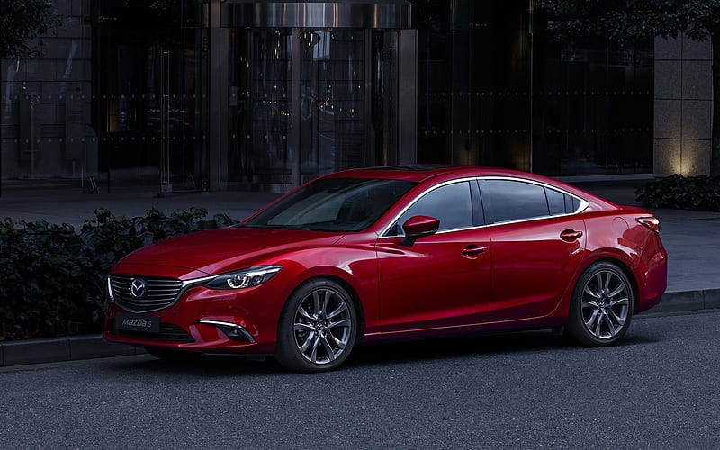 Mazda 6, 2017, facelift, red Mazda, sedan, HD wallpaper