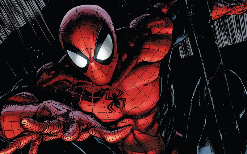 Spiderman, red, fantasy, black, comics, HD wallpaper | Peakpx