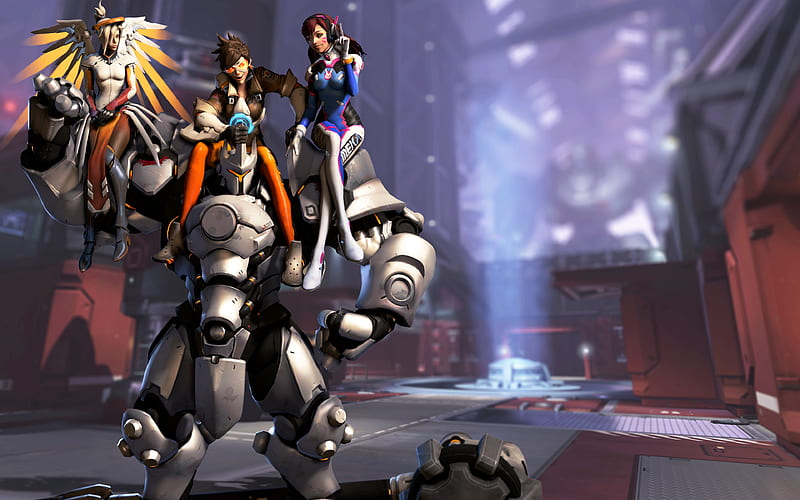 Overwatch characters, cyborg, Dva, Tracer, Mercy, HD wallpaper