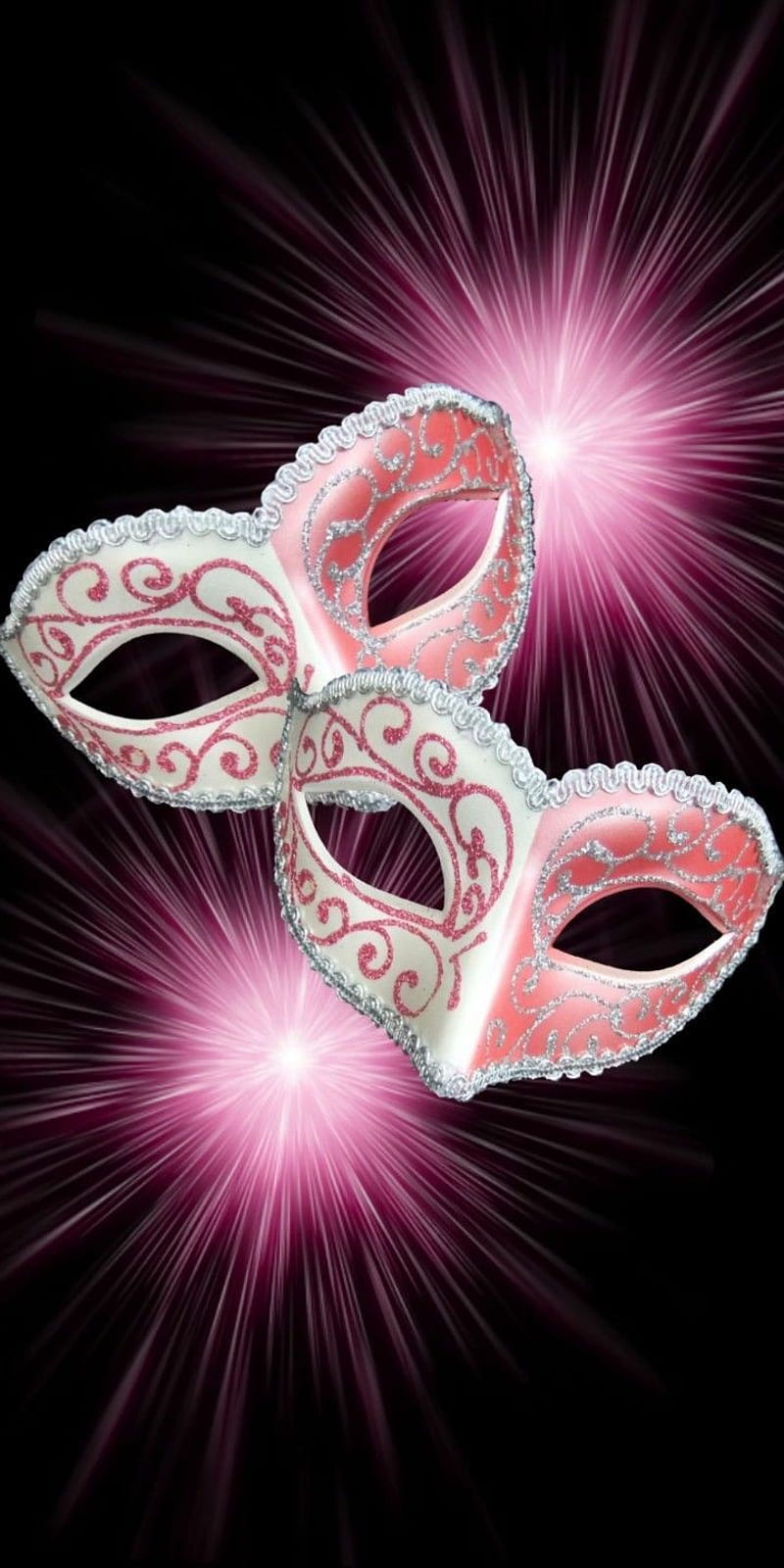 Mardi gras masks, pink, HD phone wallpaper