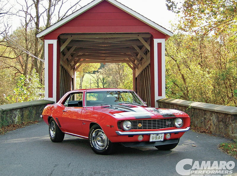 1969 Z/28, gm, red, classic, black stripes, HD wallpaper | Peakpx