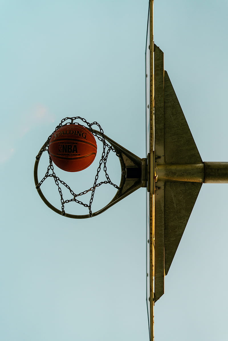 basketball, basketball ball, basketball hoop, chains, HD phone wallpaper