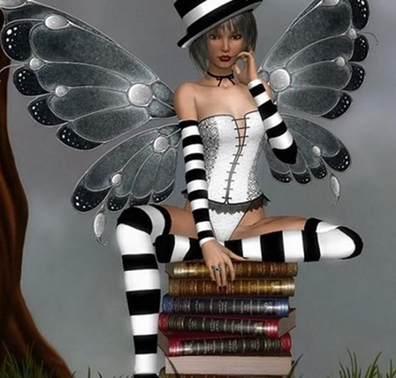 butterfly girl, dolls, art, fantasy, abstract, HD wallpaper