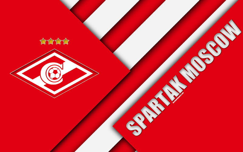 FC Spartak Moscow material design, red white abstraction, Spartak logo, Russian football club, Moscow, Russia, football, Russian Premier League, HD wallpaper