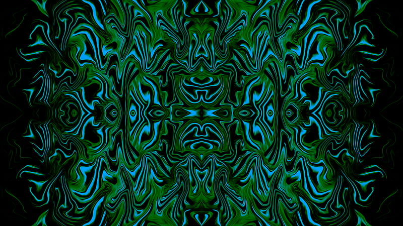 Green Blue Fractal Digital Art Abstract, HD wallpaper