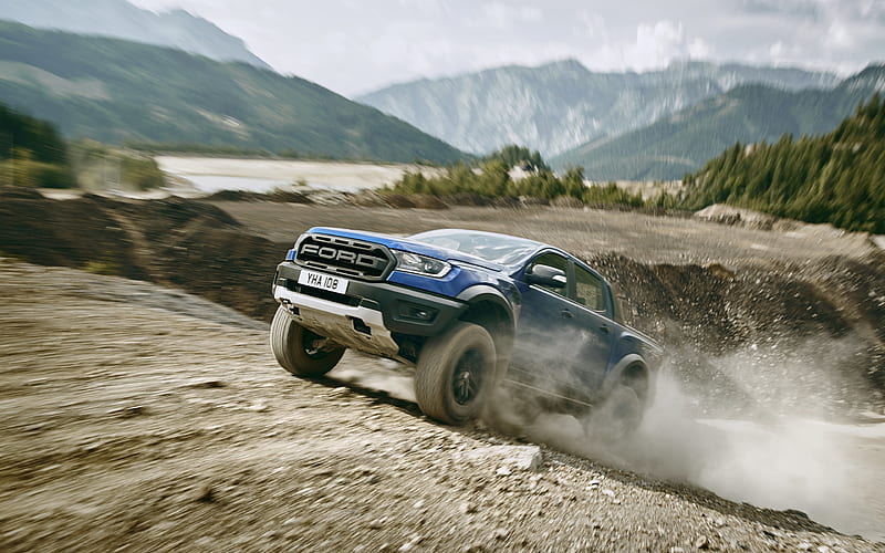 Ford Ranger Raptor, 2019, off-road, new SUV, front view, new blue Ranger Raptor, American cars, Ford, HD wallpaper