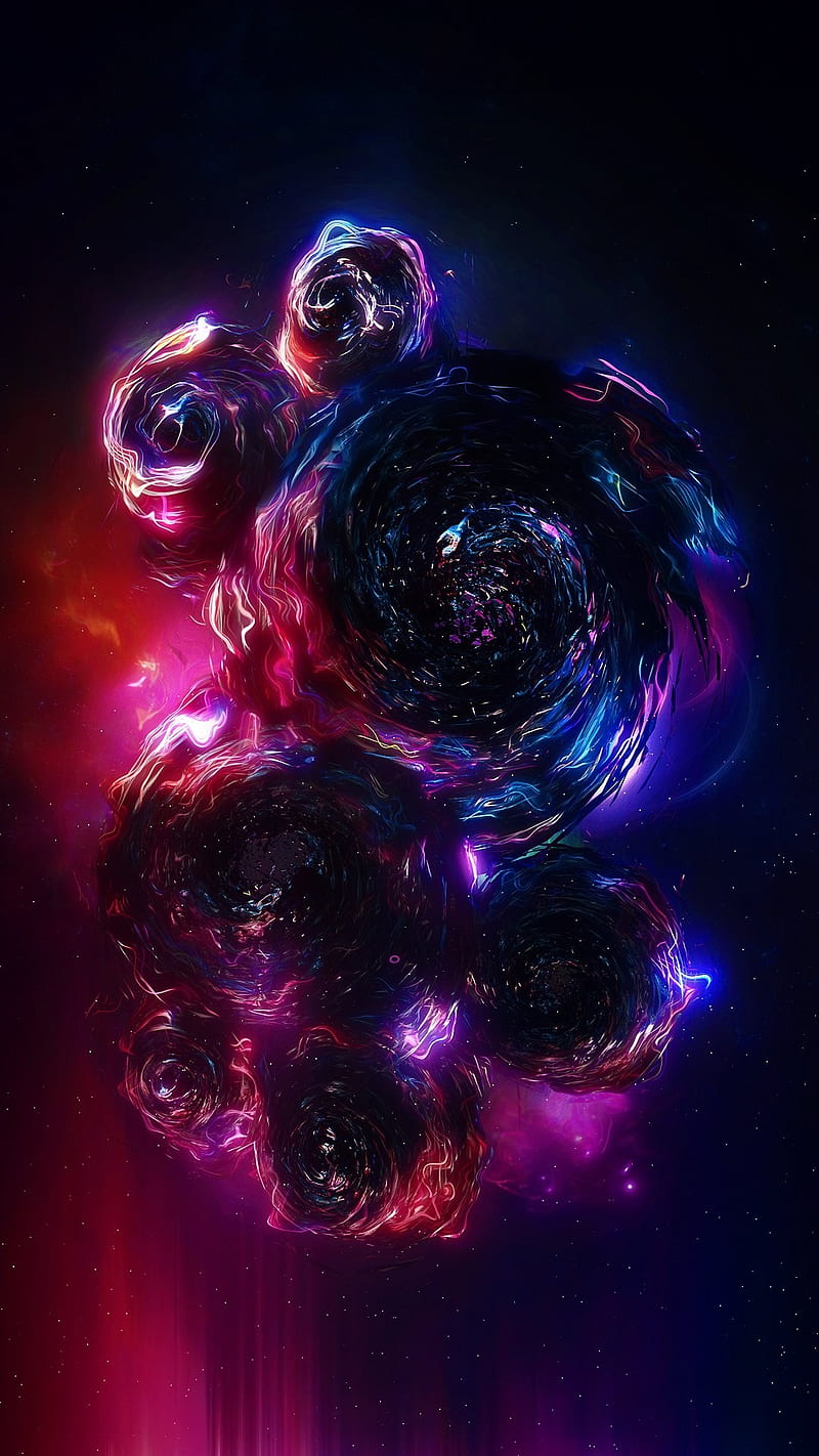 Abstract, amoled, black, blsvk, cosmic pink, purple, space, super, HD phone wallpaper