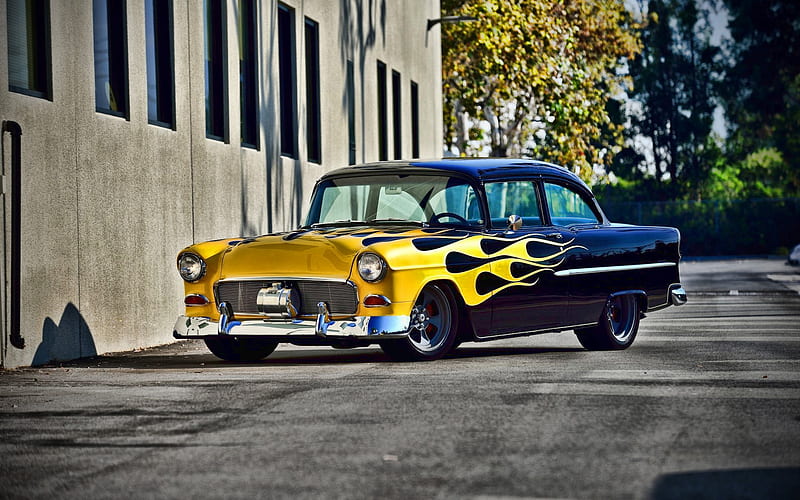 Chevrolet Bel Air, tuning, 1955 cars, retro cars, american cars, 1955 Chevrolet Bel Air, Chevrolet, HD wallpaper