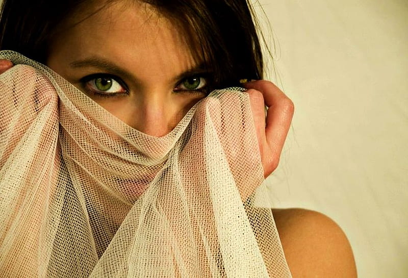 GREEN EYES, hide, green, model, beauty, eyes, woman, HD wallpaper