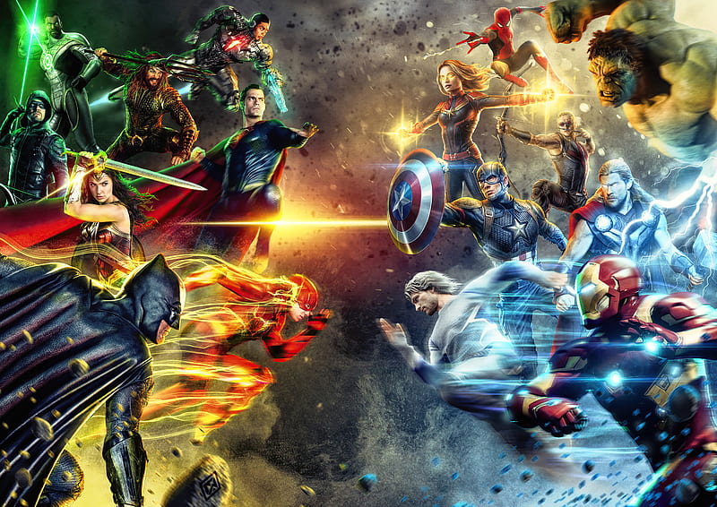 Dc Vs Marvel Heroes, superheroes, dc-comics, marvel, batman, flash,  wonder-woman, HD wallpaper | Peakpx