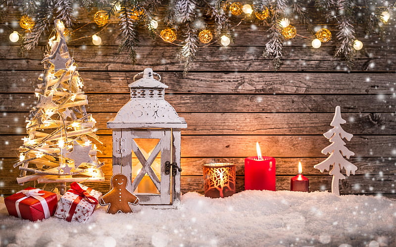 Merry Christmas, Happy New Year, Christmas, flashlights, candles, xmas, christmas decorations, New Year, HD wallpaper