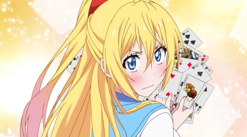 Blushing Hand of Cards, Anime, Chitoge Kirisaki, Blue Eyes, Chitoge,  Kirisaki, HD wallpaper | Peakpx
