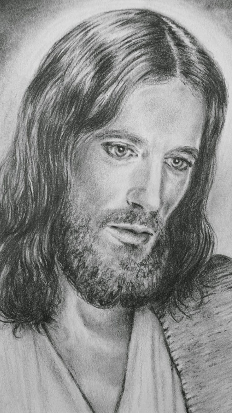 Jesus, ch, christ, christian, drawing, pencil, HD phone wallpaper