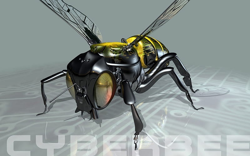 robot bee, yellow, insect, wings, robot, HD wallpaper