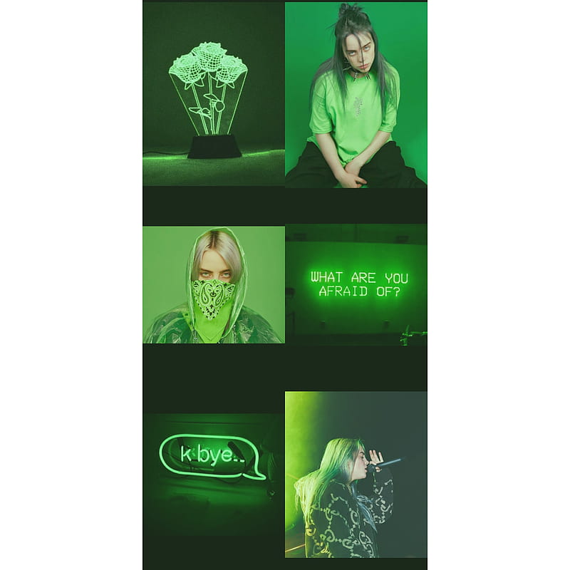 Billie Eilish, background, billie, eilish, green, HD phone wallpaper