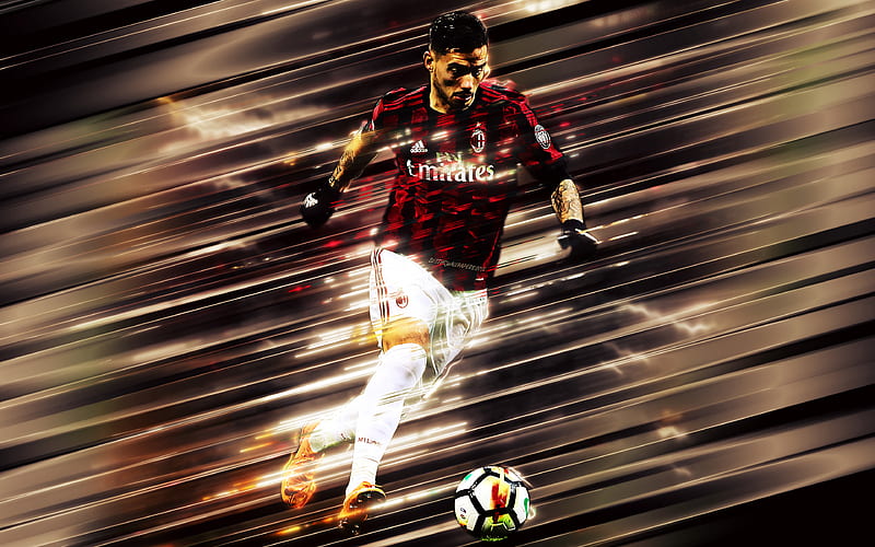 Suso creative art, blades style, AC Milan, Spanish footballer, Serie A, Italy, red background, football, HD wallpaper